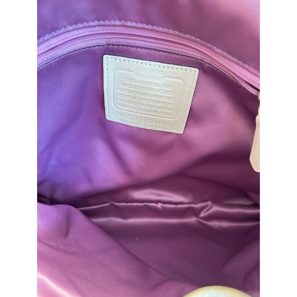 Coach Madison Phoebe Op Art Gold Sateen Purple Interior Shoulder Bag 26448 - Picture 14 of 15